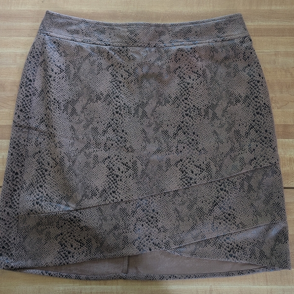 Love Riche Brown Mini Asymmetrical Pencil Skirt - Picture 1 of 7